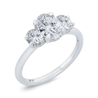 Bella Ponte 3-Stone Oval Cut Diamond Engagement Ring in Platinum