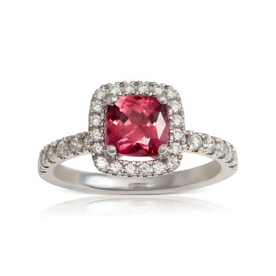 Cushion Pink Spinel & Diamond Ring 14K