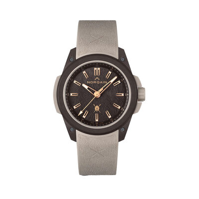 NORQAIN Wild One Hakuna Mipaka Brown Dial Sand Color Rubber Strap Pin Buckle Watch, 42mm